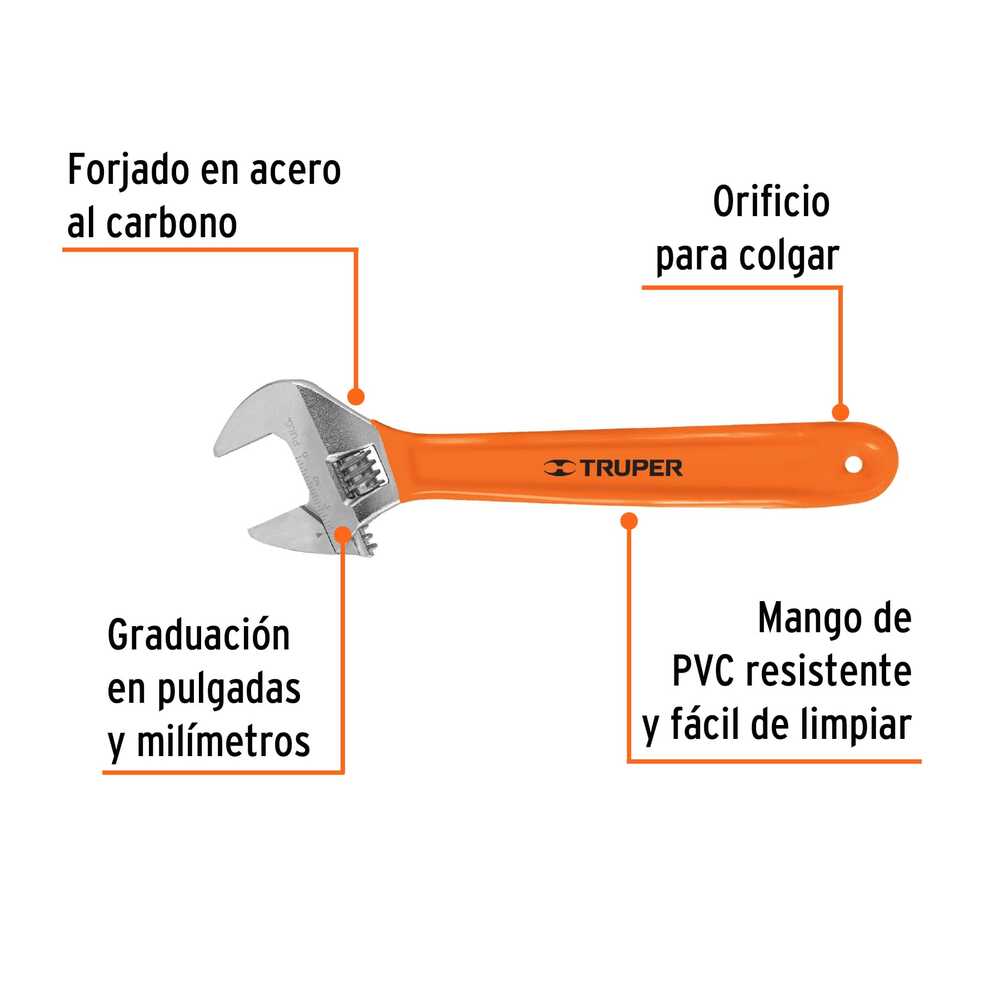 img Llave Crescent Truper con Grip de 12