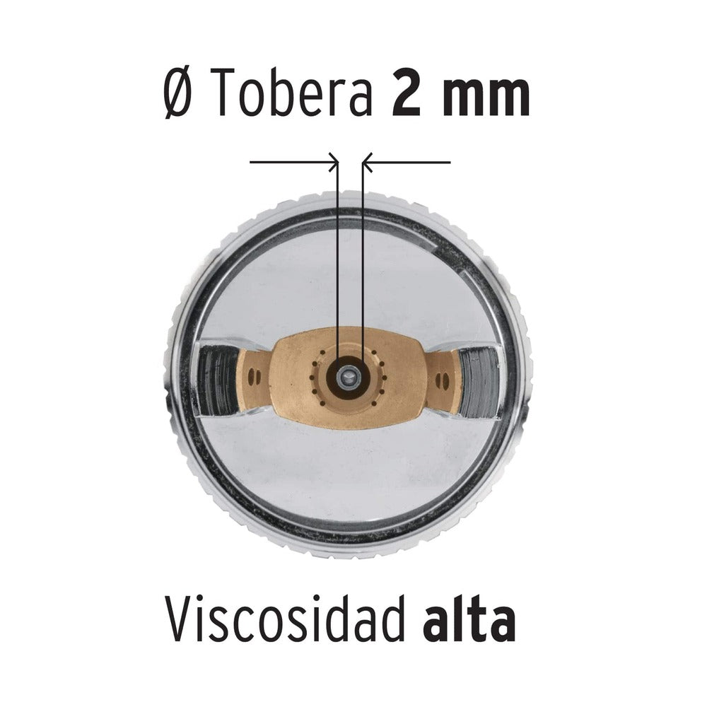img Pistola de Aluminio Truper de 2 mm con Vaso Plastico gravedad HVLP