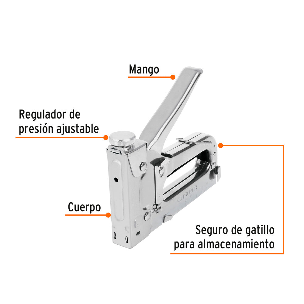 img Engrapadora Truper Tipo Pistola para ¼",5/16" 3/8" con 200 Grapas
