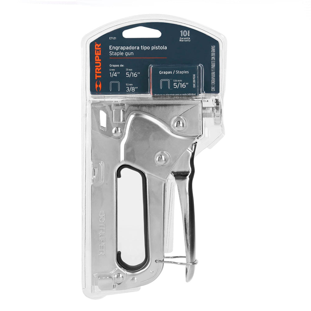 img Engrapadora Truper Tipo Pistola para ¼",5/16" 3/8" con 200 Grapas
