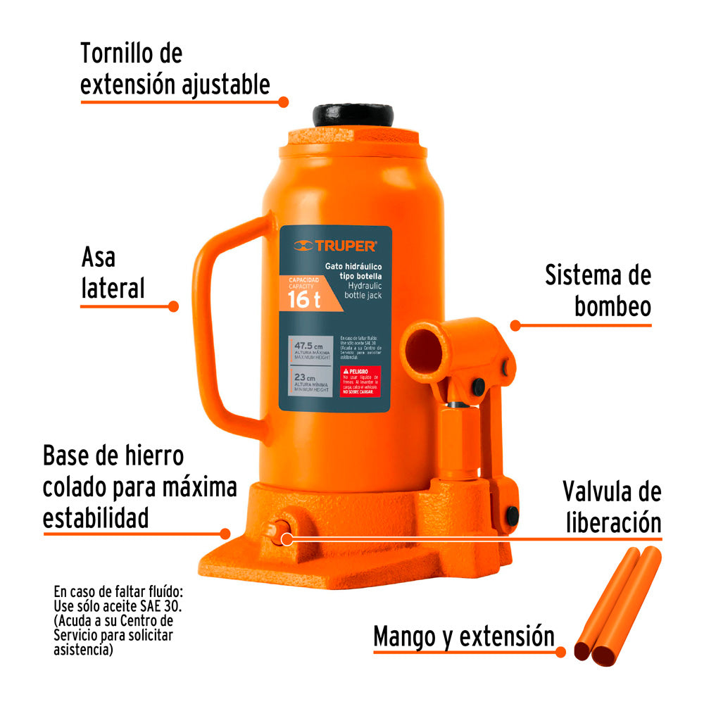 img Gato Hidráulico Truper de Botella de 16 Ton