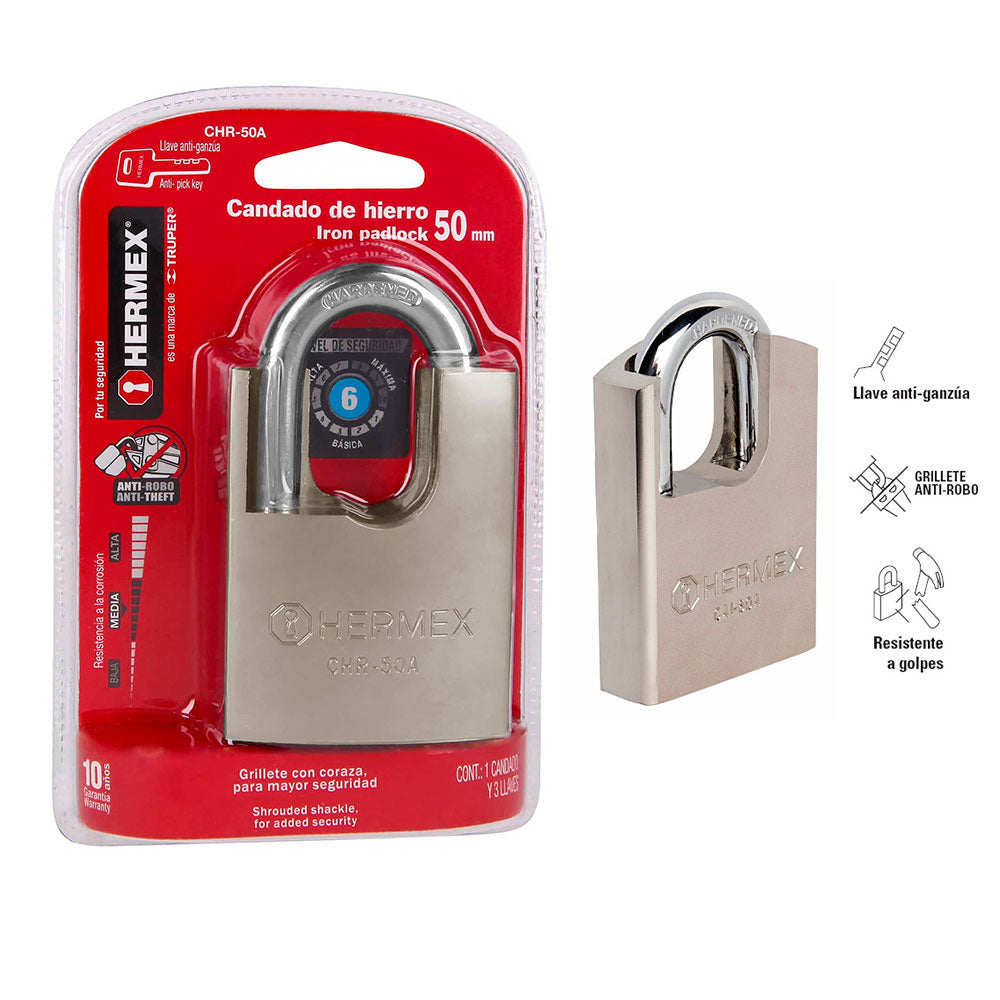 Candado de Hierro Hermex 50 mm con Coraza