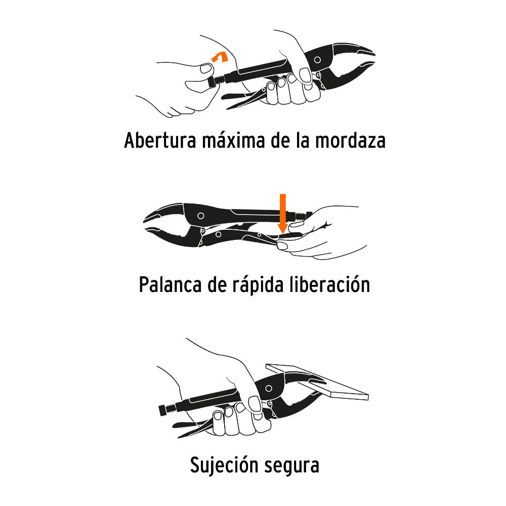 img Alicate de Presión Truper 10" Apertura Amplia