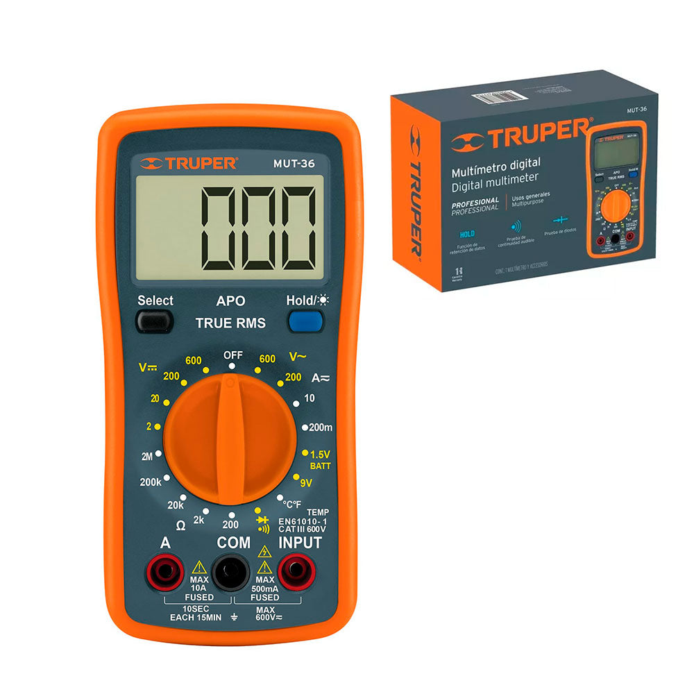 img Multímetro Digital Profesional Truper 200 Ohms - 2 M Ohms
