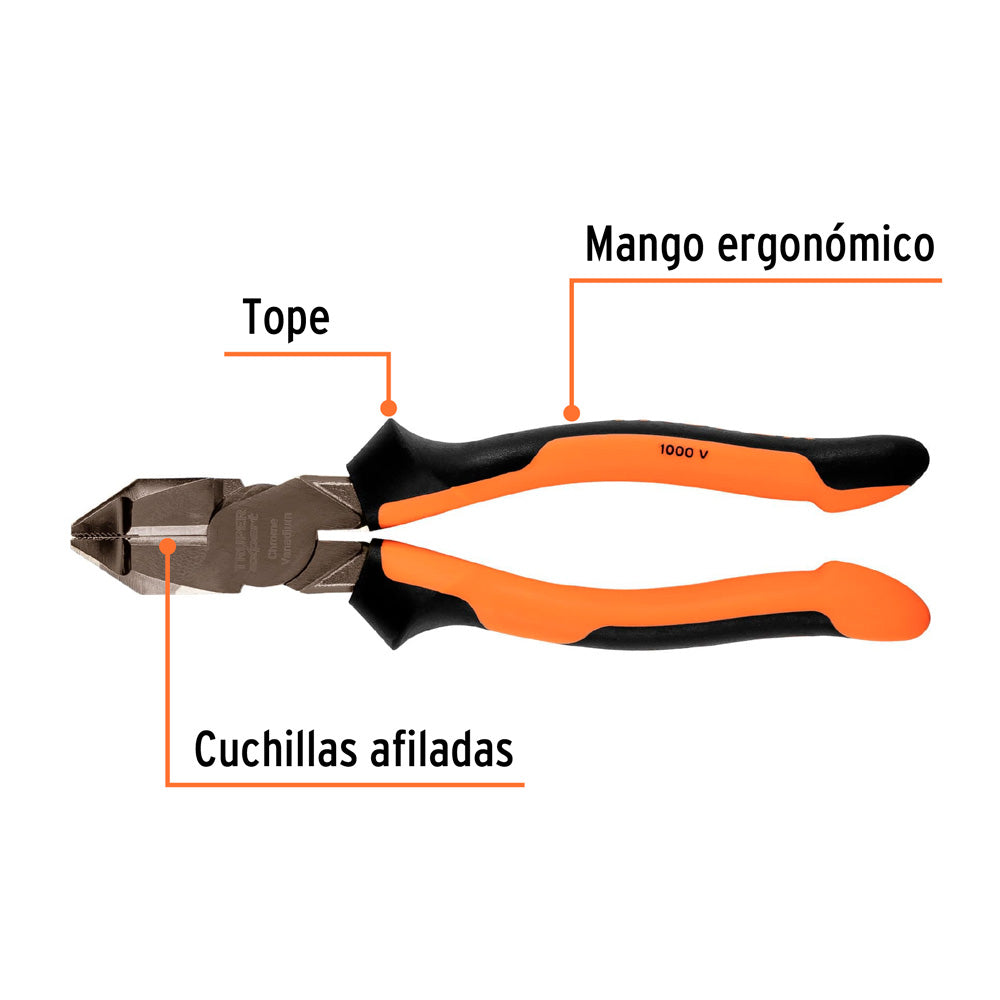 img Alicate Truper Electricista 8" Uso Rudo Alta Palanca Comfort Grip