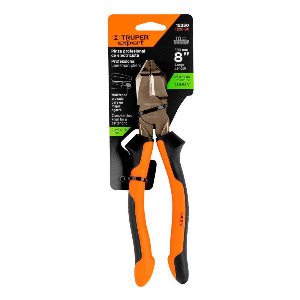 img Alicate Truper Electricista 8" Uso Rudo Alta Palanca Comfort Grip