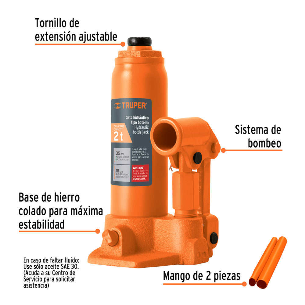 img Gato Hidráulico Truper de Botella de 2 Ton