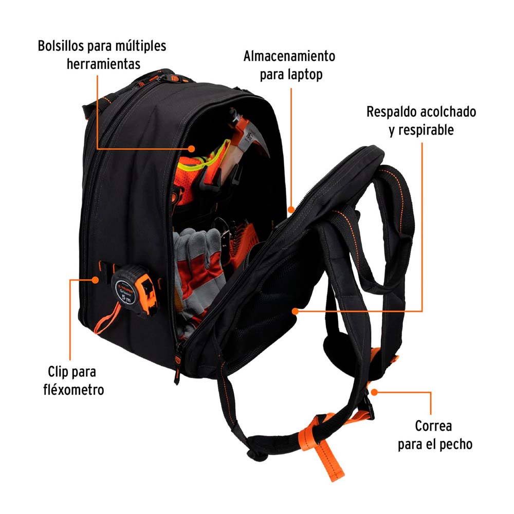 img Mochila Truper Portaherramientas Color Negro