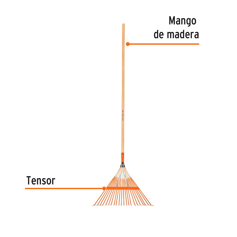 img Rastrillo Truper Metálico para Jardín de 22 Dientes Mango 48"