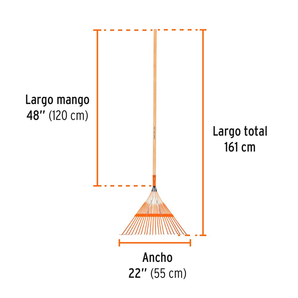 img Rastrillo Truper Metálico para Jardín de 22 Dientes Mango 48"