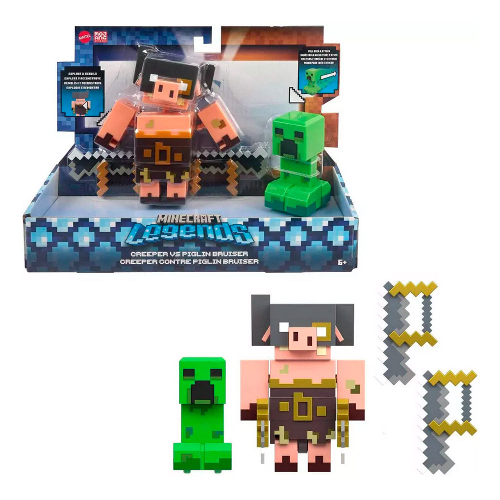 img Figuras de Acción de Minecraft Legends Creeper vs Piglin Bruiser