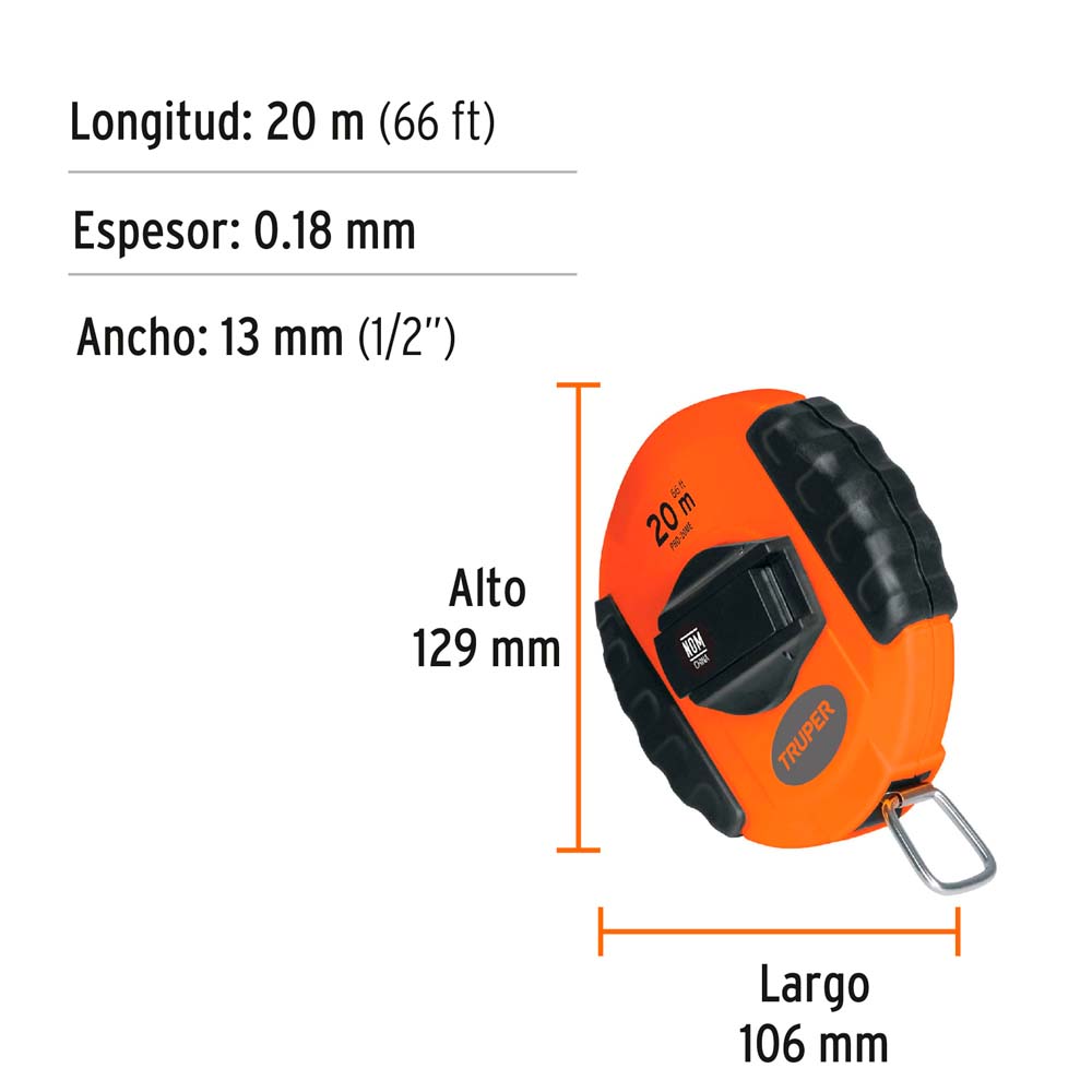 img Flexómetro Truper 20m Metálica Carcasa Plástica