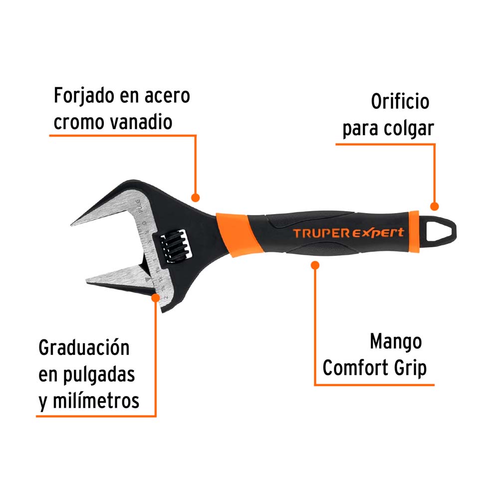 img Llave Crescent Truper Expert 10" Boca Ancha