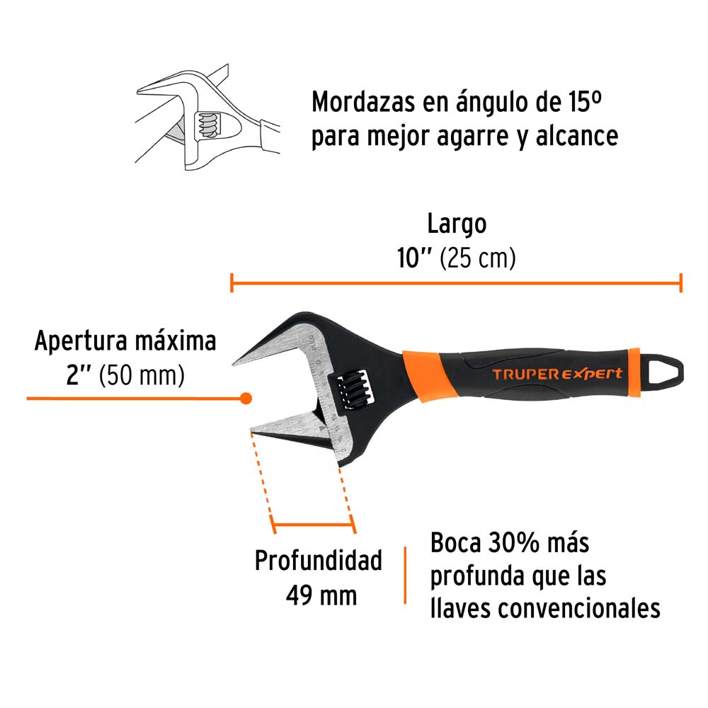 img Llave Crescent Truper Expert 10" Boca Ancha