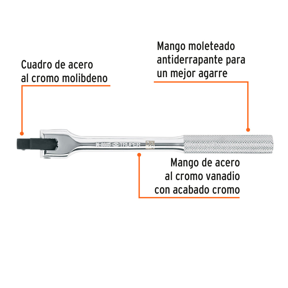 img Mango articulado Truper, de 7-1/2" x 13 mm para dados cuadro 3/8"