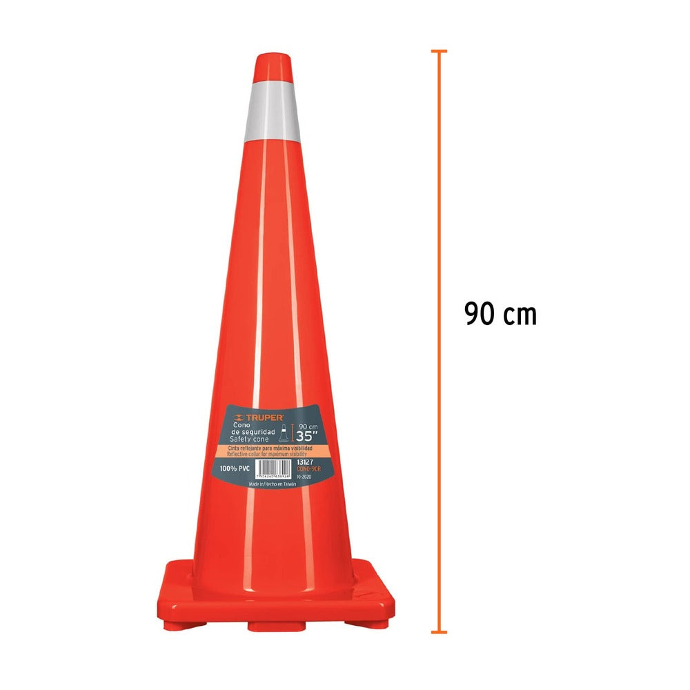 img Cono de precaución Truper de 90 cm de PVC con reflejante