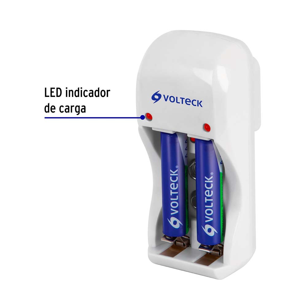 img Cargador de Pilas Volteck AA AAA y 9V (Incluye 2 Pilas AAA)