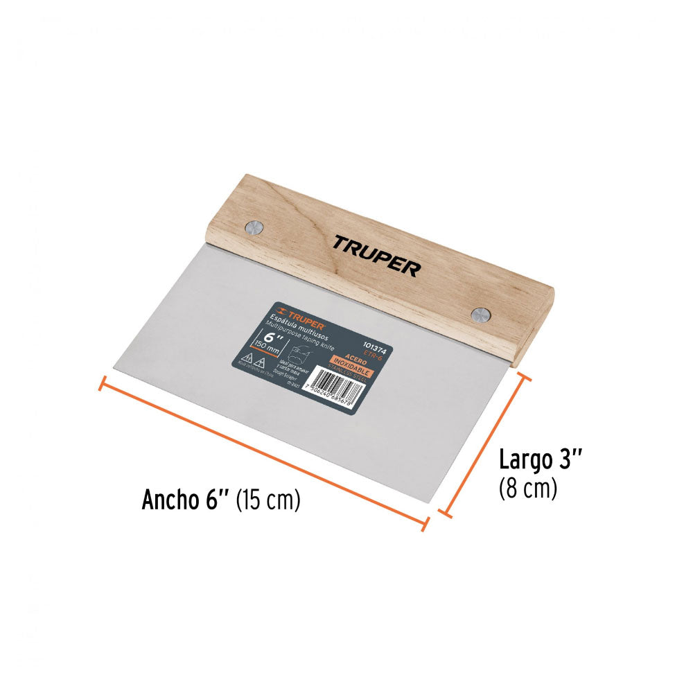 img Espátula Rectangular Truper 6" con Mango de Madera