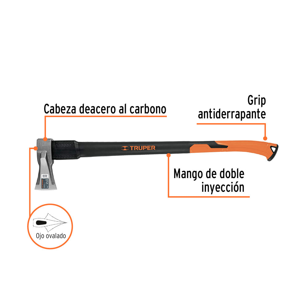 img Hacha Truper para Rajar Madera 4.5 lb Mango Fibra de Vidrio 34"