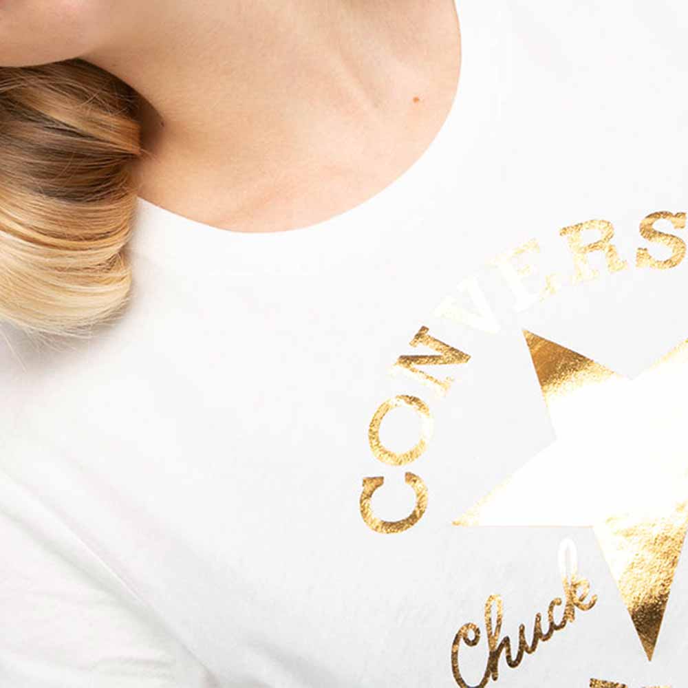 img Polera Converse Color Blanco Con Estampado