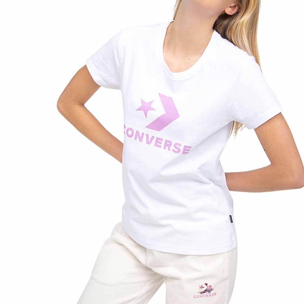img Polera Converse Color Blanco Con Rosado