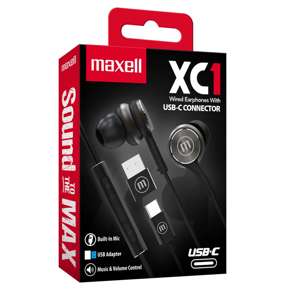 img Audífono Tipo C Maxell con Adaptador USB