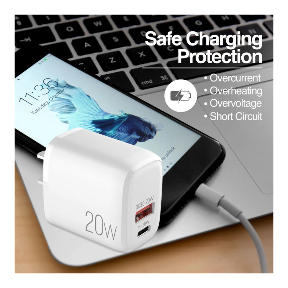 img Cargador Dual Rápido Type-C & USB Argom Tech 38W