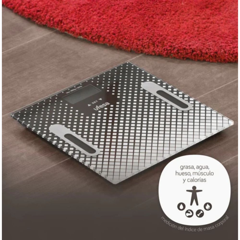 img Bascula Bano Ufesa 30 x 30 Mide Masa Grasa Agua Hueso Músculo Ckal 180k Máximo