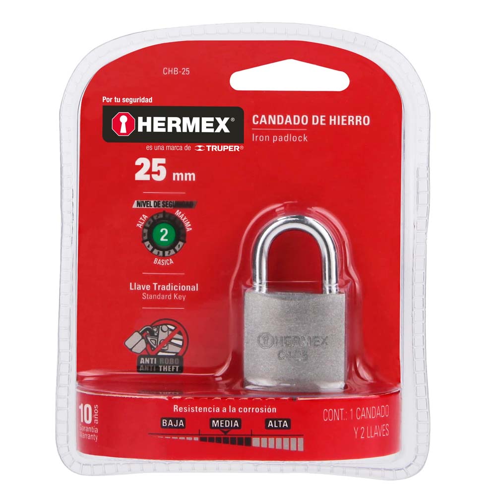 img Candado Hermex de Hierro 25MM Gancho Corto