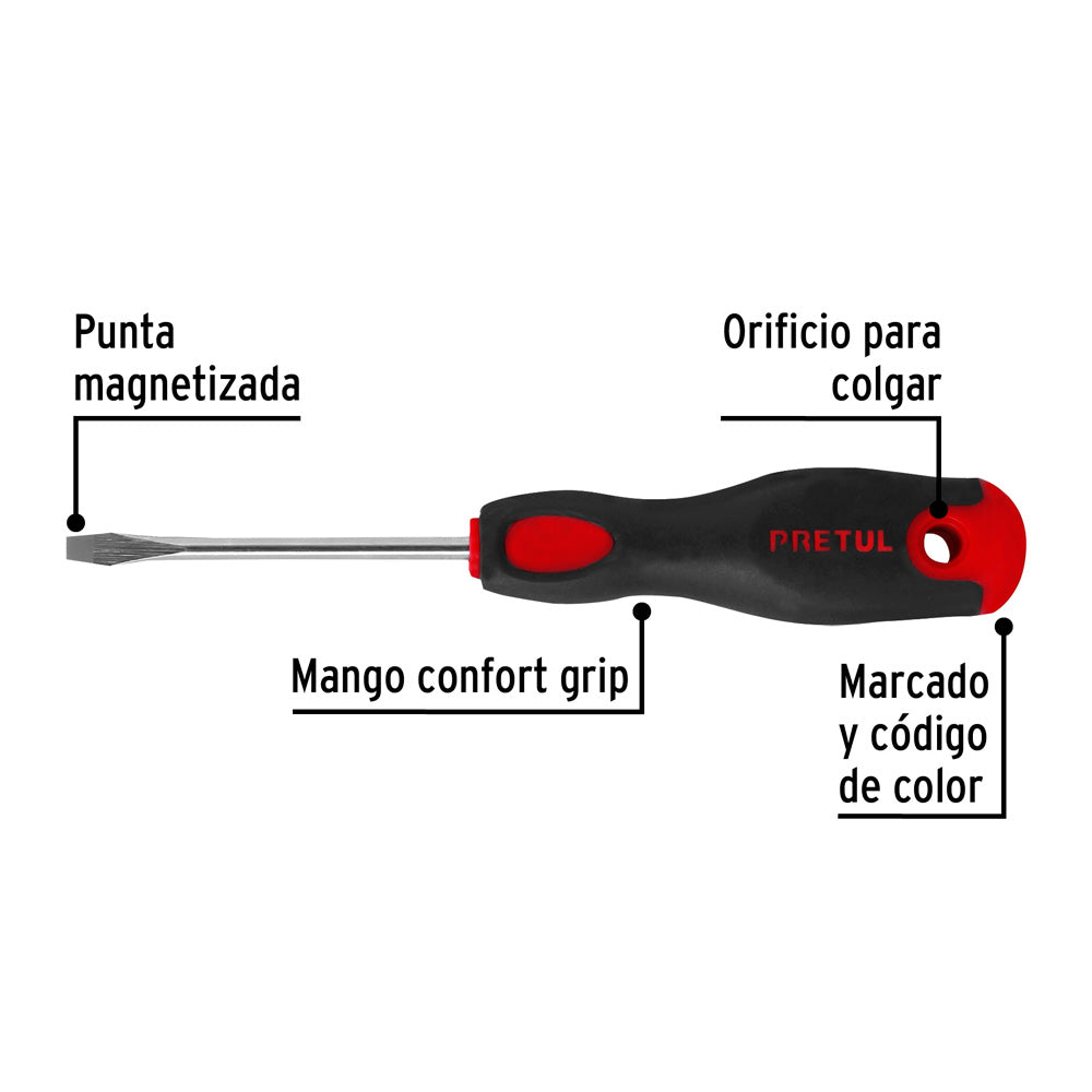 img Desarmador Plano Pretul 3/16 x 3" Mango Comfort Grip