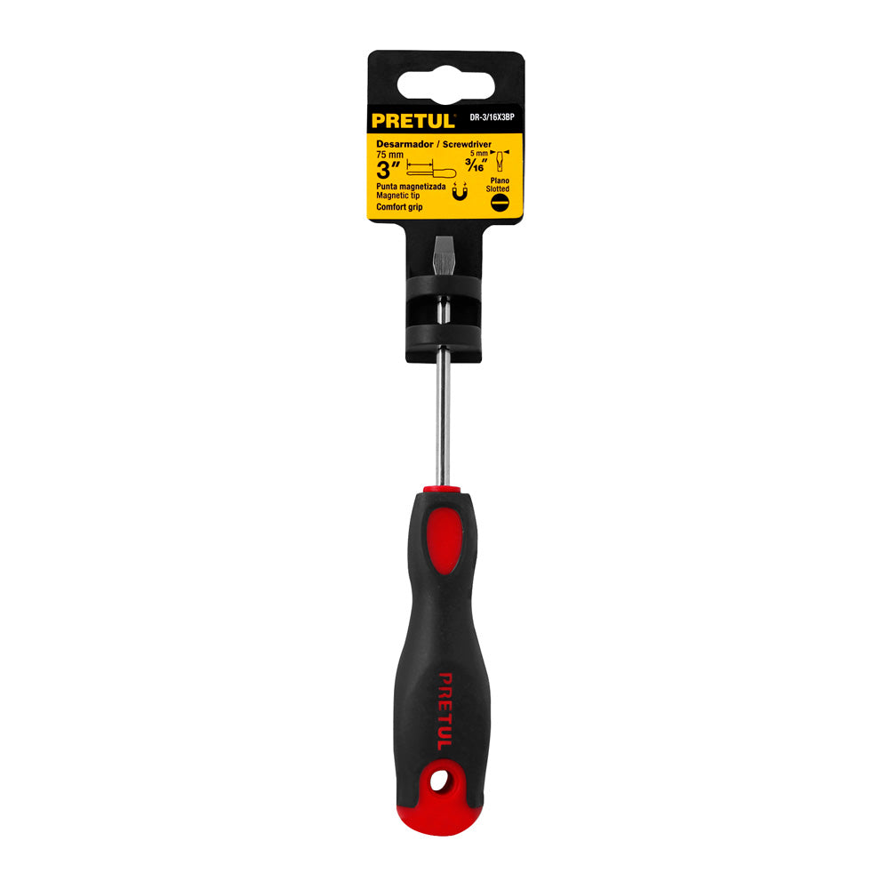 img Desarmador Plano Pretul 3/16 x 3" Mango Comfort Grip