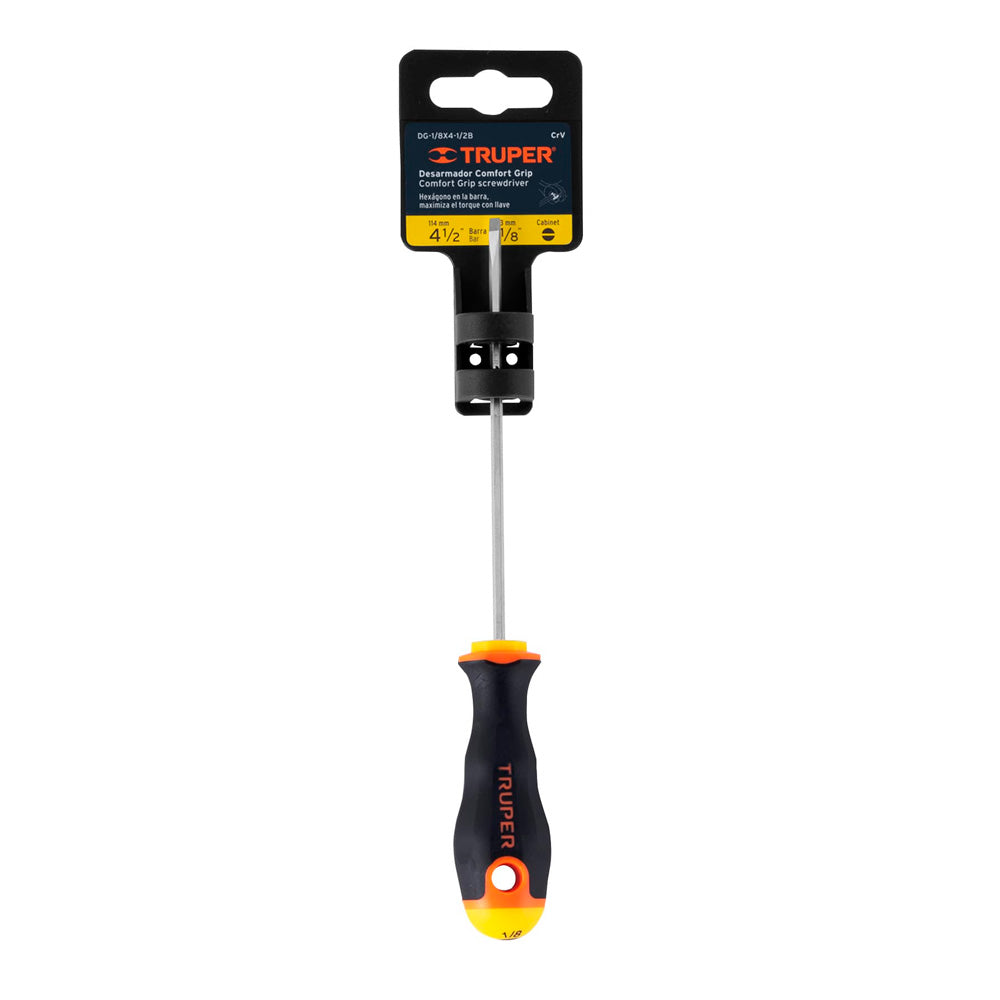 img Desarmador Truper Cabinet 1/8" x 4-1/2" Mango Comfort Grip