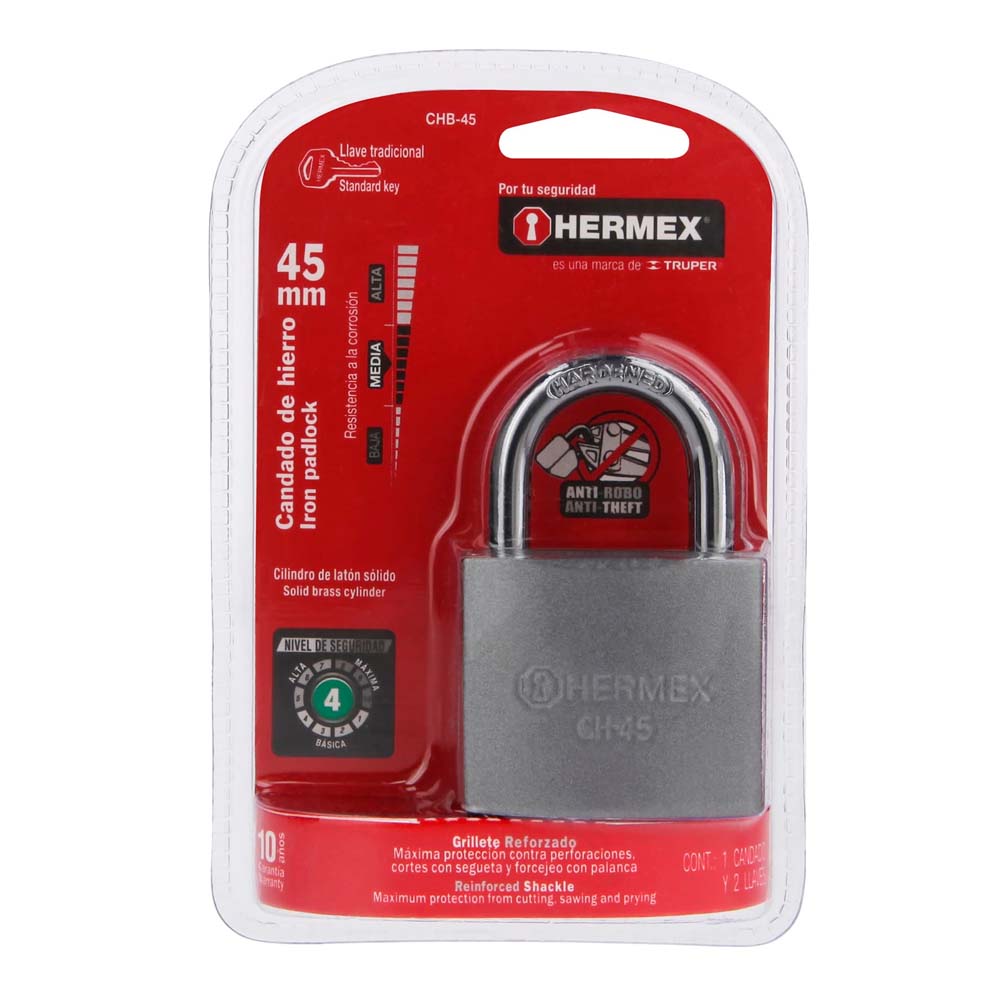 img Candado Hermex de Hierro 45MM Gancho Corto