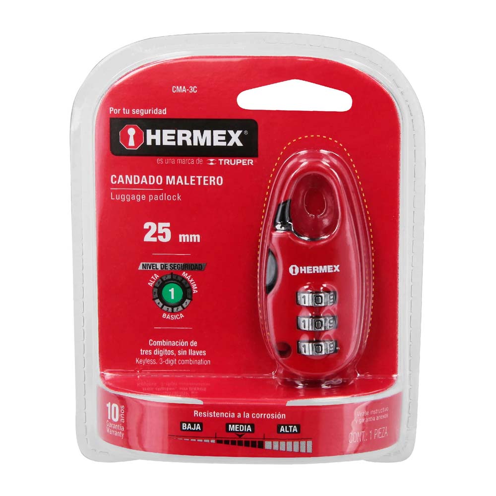 img Candado Hermex Maletero de Combinación 25MM Blíster