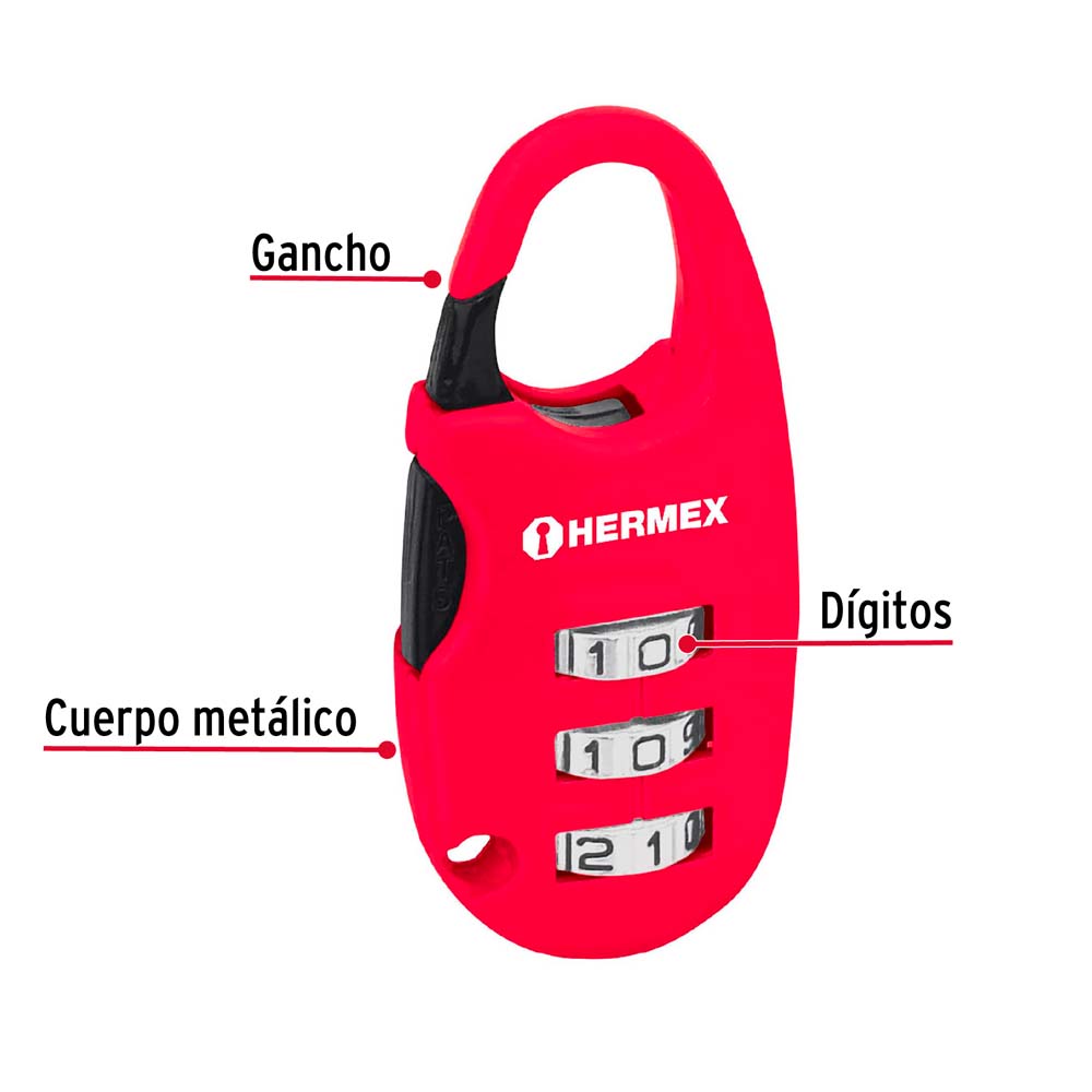 img Candado Hermex Maletero de Combinación 25MM Blíster
