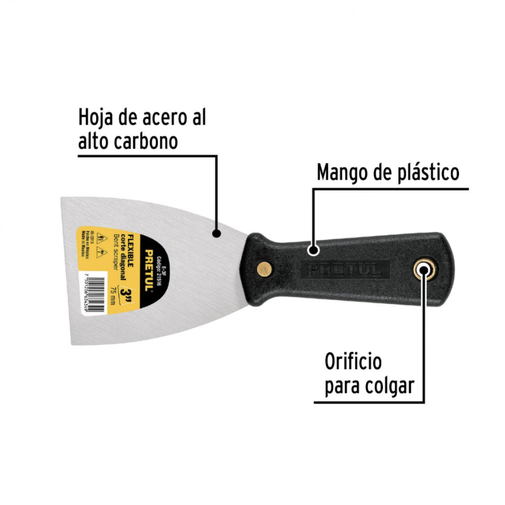 img Espátula Flexible Pretul de 3" con Mango Plástico
