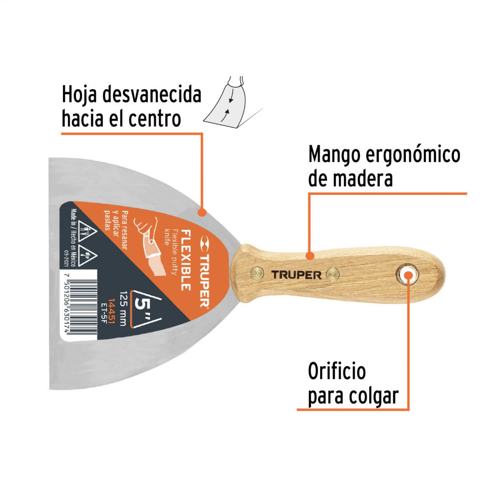 img Espatula Flexible Truper de 5" con Mango de Madera