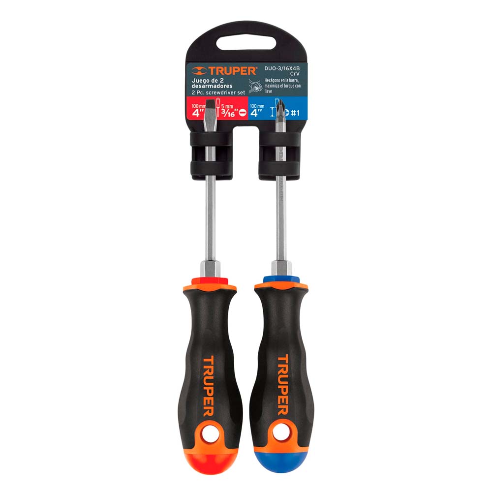 img Juego de Desarmadores Truper 3/16 x 4 Mango Comfort Grip