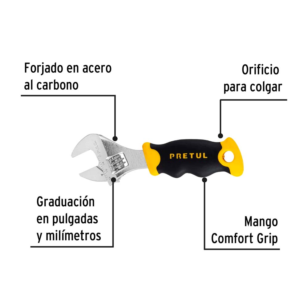 img Llave Crescent Pretul 5" Cromada con Grip