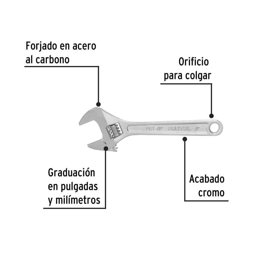 img Llave Crescent Pretul Cromada de 6