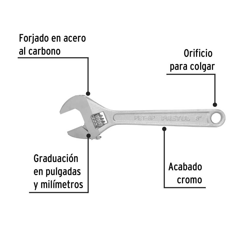 img Llave Crescent Pretul Cromada de 8
