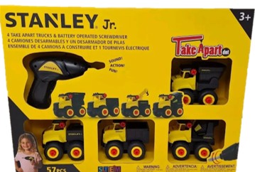 img Set de 4 Camiones Desarmables Stanley Desarmador con Sonido