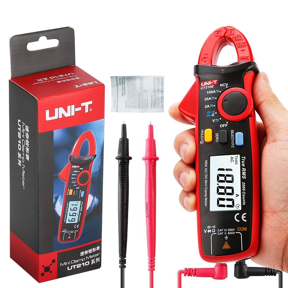 img Mini Pinza Amperimetrica Uni-t Digital hasta 100A AC DC 600V AC DC Capacitancia Resistencia UT210E