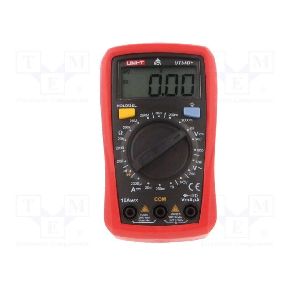 img Multimetro Uni-T Digital Pequeño hasta 600V AC DC hasta 10Amp en DC con pantalla LCD UT33D+