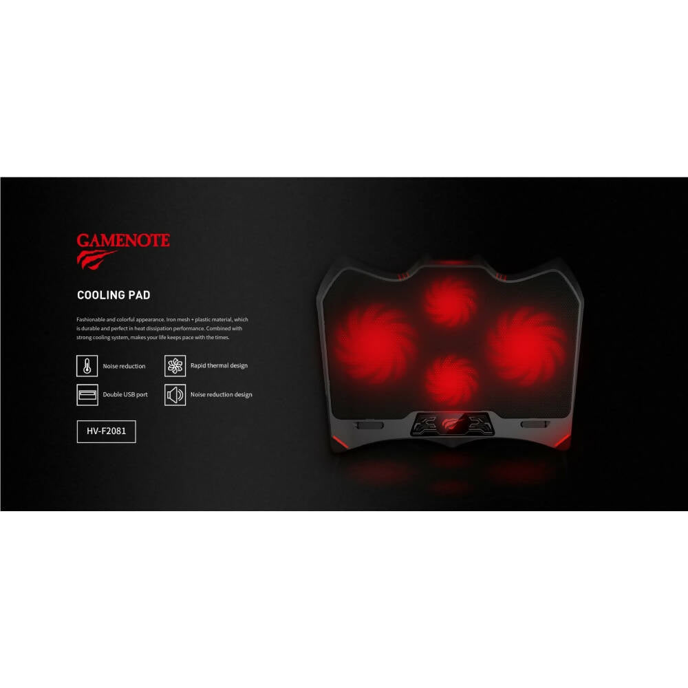 img Soporte Cooler Havit para Laptop hasta 17" con 4 ventiladores y 2 Puertos USB-A HV-F2081