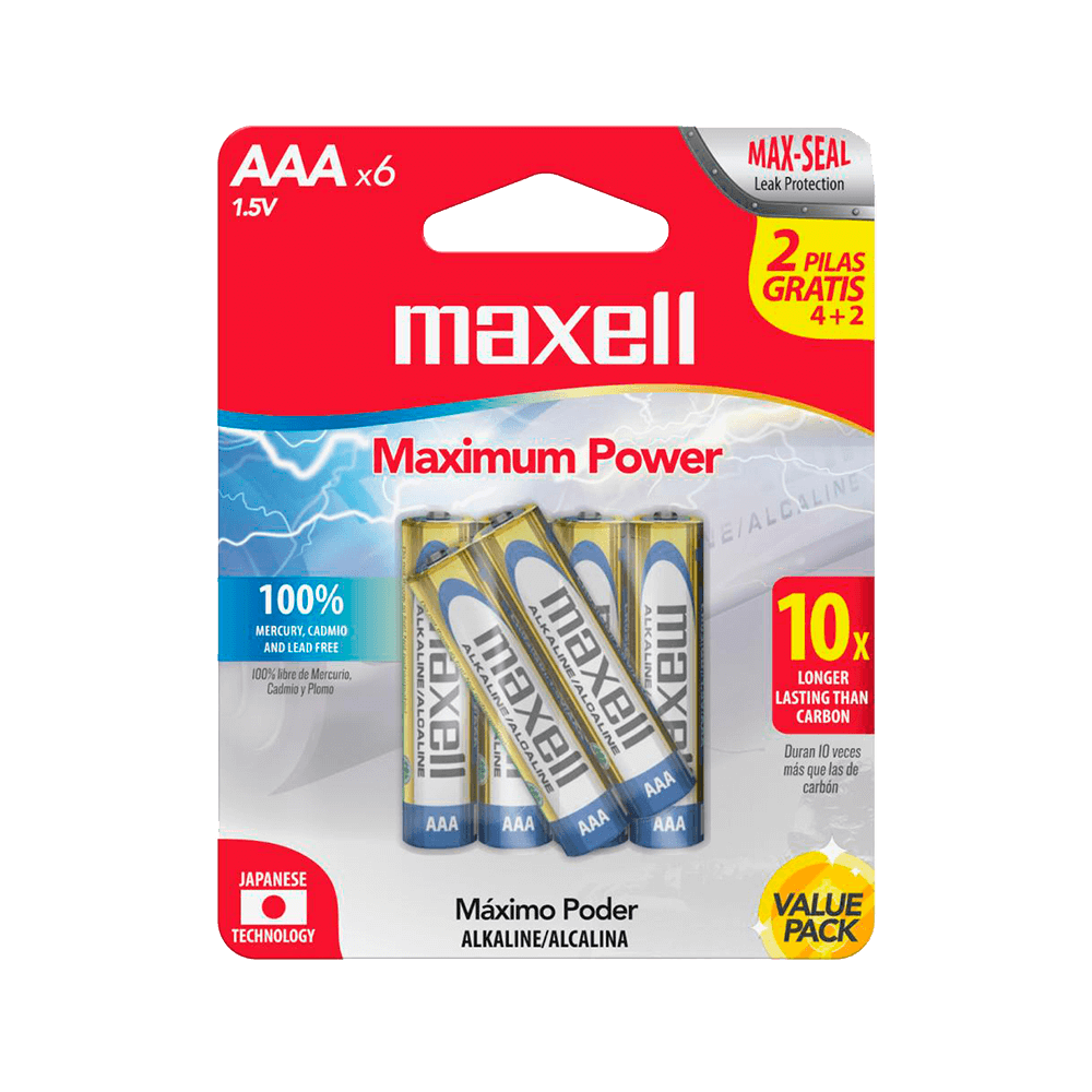 img Bateria Pila Alcalina Maxell Pack de 6 Pilas AAA 723813