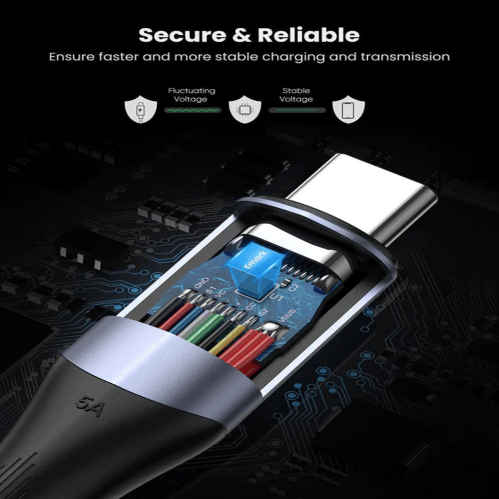 img Cable USB-C 3.2 Gen2 Ugreen Tipo C a C de 1metro 100Watts 5Amp Transferencia hasta 10Gbps Thunderbolt 3 80150