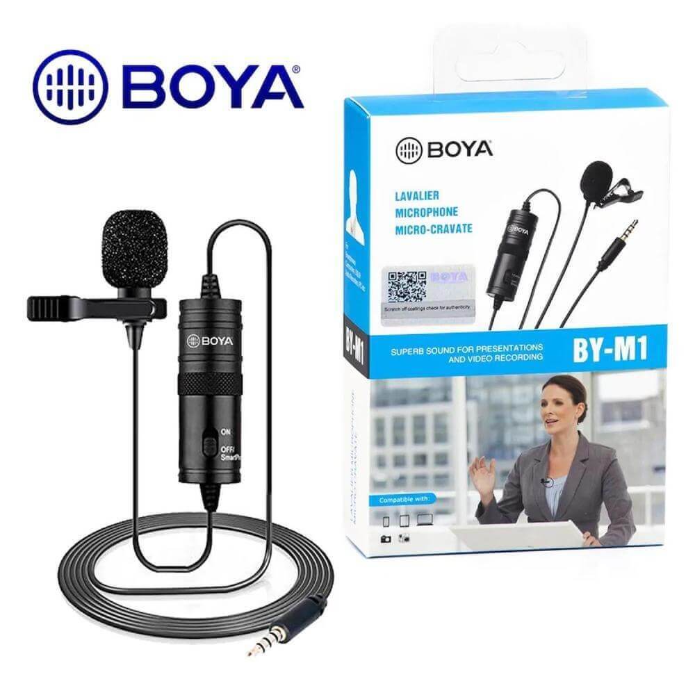 img Microfono de Solapa Boya Omnidireccional Cable de 6m Espuma para Viento BY-M1