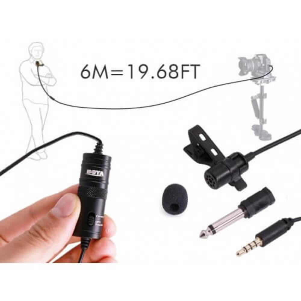 img Microfono de Solapa Boya Omnidireccional Cable de 6m Espuma para Viento BY-M1