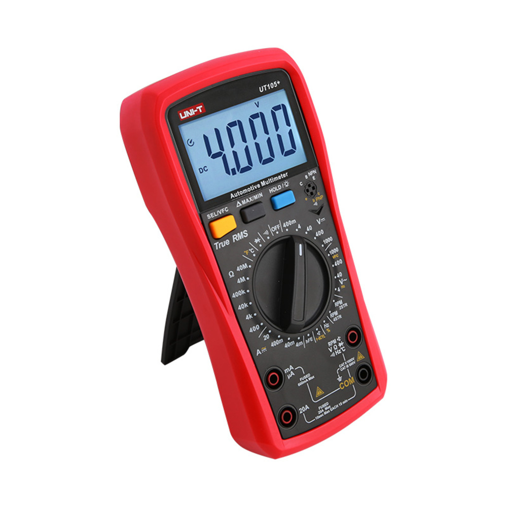 img Multimetro Digital Uni-T Automotriz RMS Verdadero Voltaje Corriente Resistencia Capacitancia Frecuencia Temperatura VFC RPM UT105+